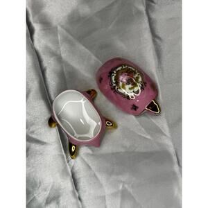 Pink & Gold Vintage Limoges Turtle Trinket Box